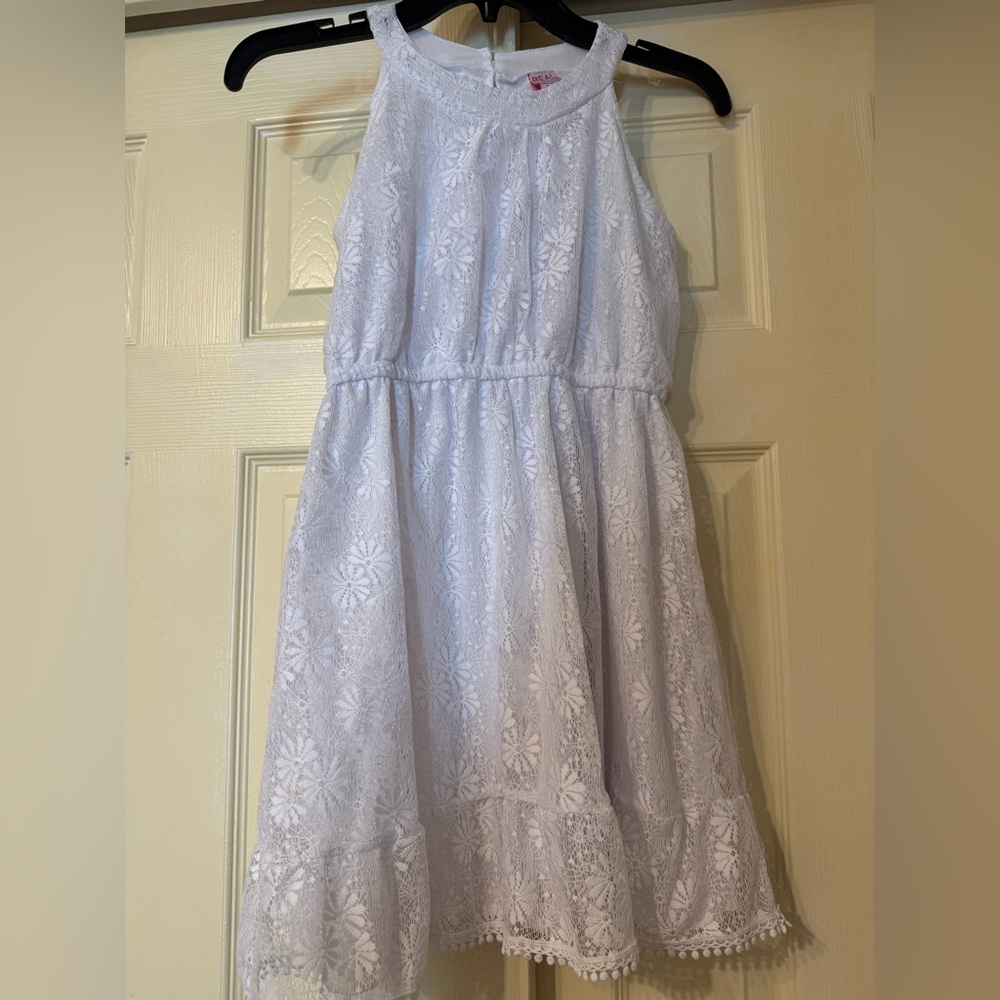 New girls White Lace Sleeveless Dress